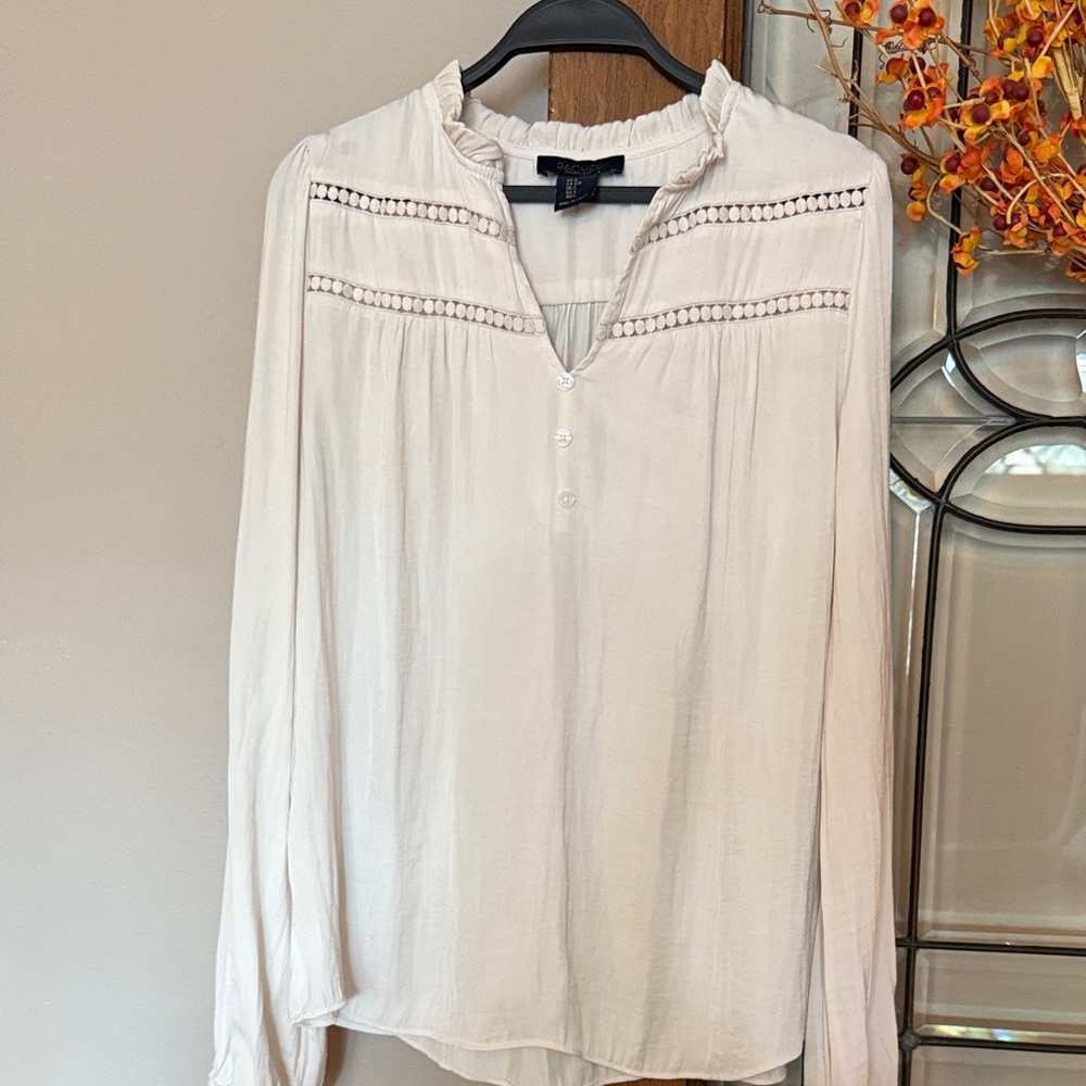 Rachel Zoe Cream Blouse with Lace Detail